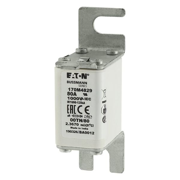 Fuse-link, high speed, 80 A, AC 1000 V, size 00, 30 x 47 x 98 mm, aR, DIN, IEC, type T indicator image 20