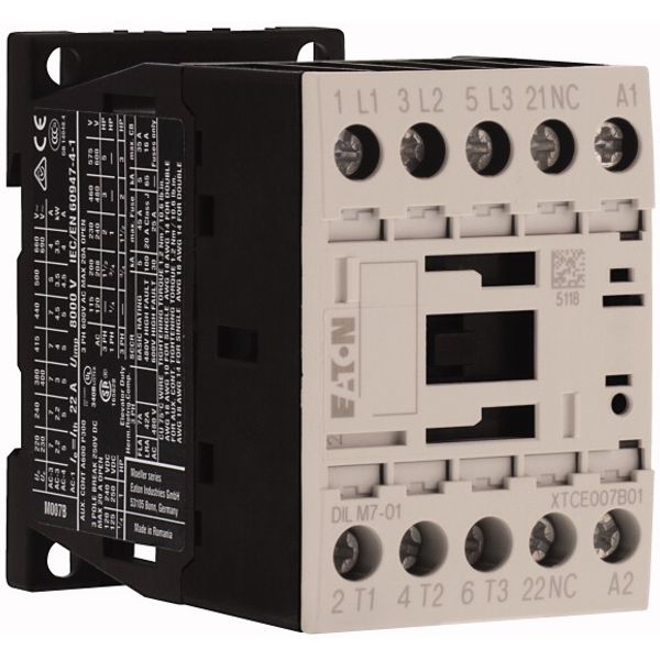 Contactor, 3 pole, 380 V 400 V 3 kW, 1 NC, 230 V 50 Hz, 240 V 60 Hz, AC operation, Screw terminals image 4