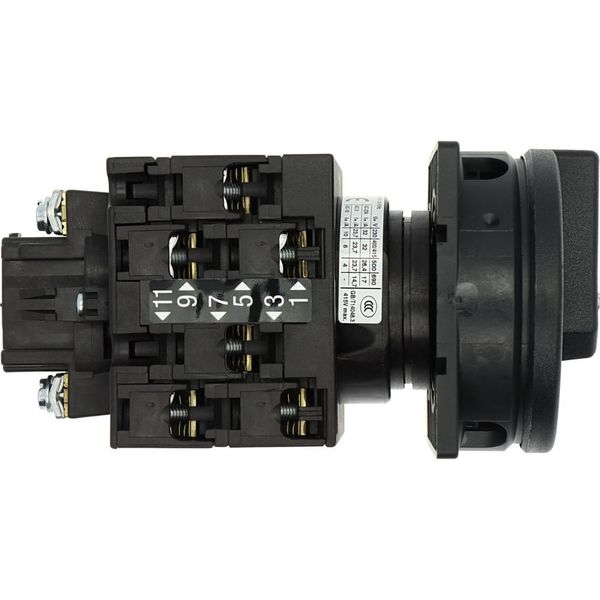 Main switch, T3, 32 A, flush mounting, 3 contact unit(s), 3 pole, 2 N/O, 1 N/C, STOP function, With black rotary handle and locking ring, Lockable in image 34