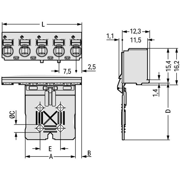 1-conductor female connector push-button Push-in CAGE CLAMP® light gra image 3