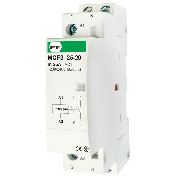 Modular contactor with manual operating MCF3i  25A 2NО coil 230V AC image 1
