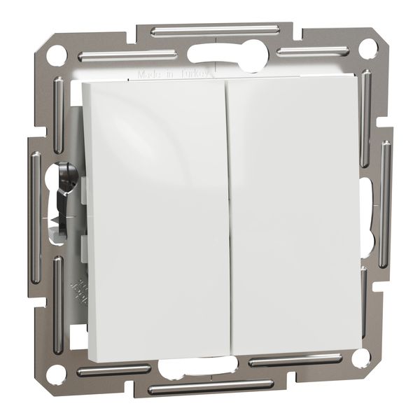 Asfora - double 2way switch - 10AX screwless terminals, white wo frame image 3