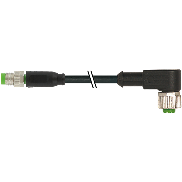 M8 male 0° / M12 female 90° A-cod. PVC 3x0.25 bk UL/CSA 0.6m image 1