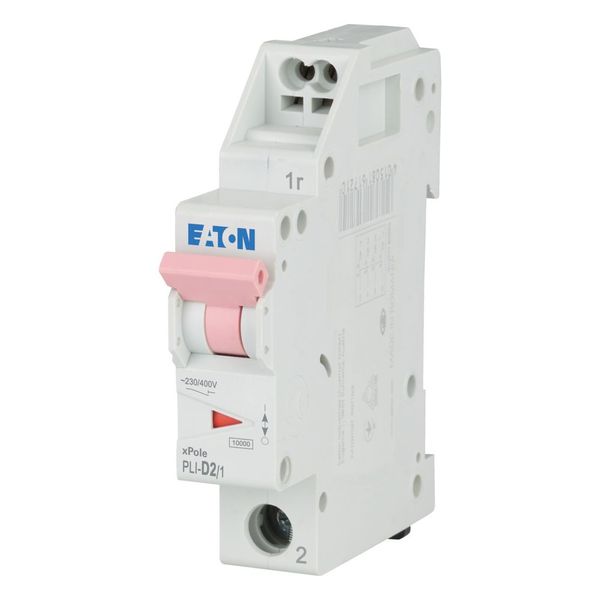 Miniature circuit breaker (MCB) with plug-in terminal, 2 A, 1p, characteristic: D image 1