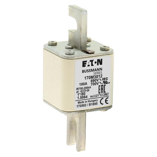 Fuse-link, high speed, 100 A, AC 690 V, compact DIN 1, 45 x 45 x 104 mm, aR, DIN, IEC, single indicator image 10