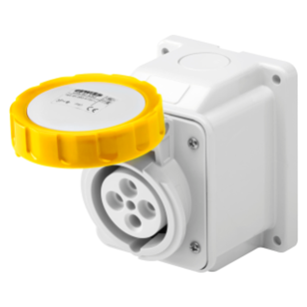 10° ANGLED SURFACE-MOUNTING SOCKET-OUTLET - IP67 - 3P+E 32A 100-130V 50/60HZ - YELLOW - 4H - SCREW WIRING image 1