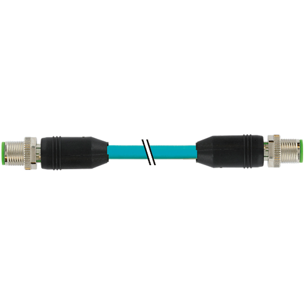 M12 male 0°/M12 male 0° A-cod. TPE 4x2x24AWG SF/UTP CAT5e bu . CM 0.5m image 1