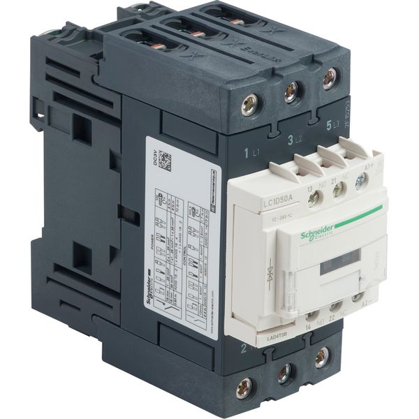 TeSys Deca contactor - 3P(3 NO) - AC-3/AC-3e - = 440 V 50 A - 24 V DC standard coil image 1