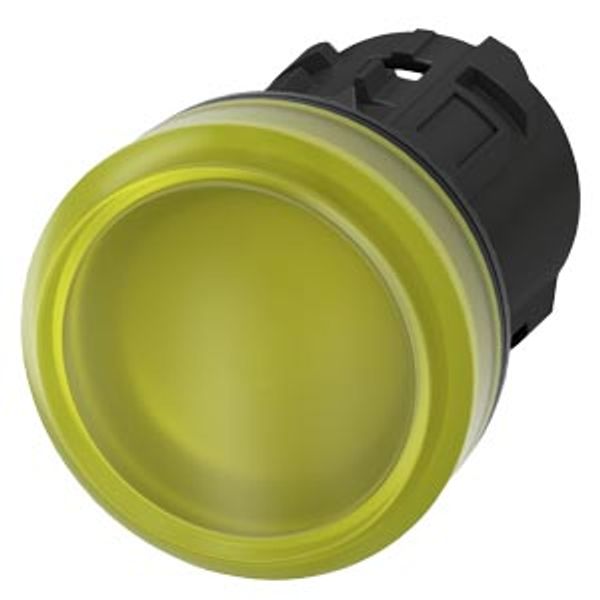 Indicator light, 22 mm, round, plastic, yellow, lens, smooth, with laser labeling, upper case and lower case, always upper case at the beginning image 1