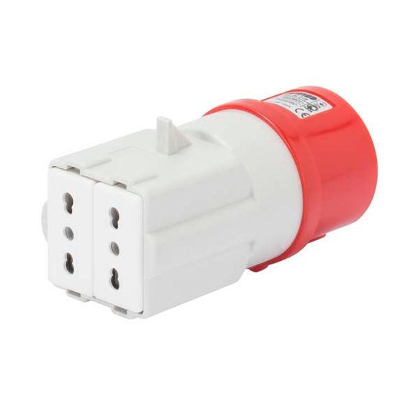 SYSTEM ADAPTOR - FROM INDUSTRIAL TO DOMESTIC IP44 - SOCKET-OUTLET 3P+N+E 16A 400V ac 50/60HZ - 2 SOCKET-OUTLETS 2P+E 16A DUAL AMP (P17/11) image 2