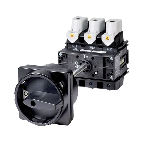Main switch, P5, 160 A, rear mounting, 3 pole + N, STOP function, With black rotary handle and locking ring, Lockable in the 0 (Off) position image 3