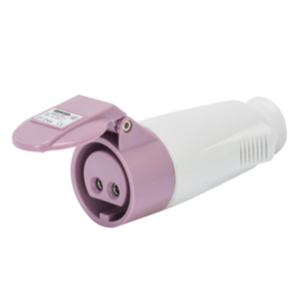 STRAIGHT CONNECTOR - IP44 - 2P 16A 20-25V 50-60HZ - VIOLET - n.r. - SCREW WIRING image 1