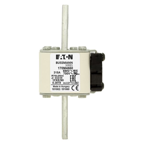 Fuse-link, high speed, 315 A, AC 690 V, size 1, 53 x 69 x 136 mm, aR, IEC, UL, single indicator image 6