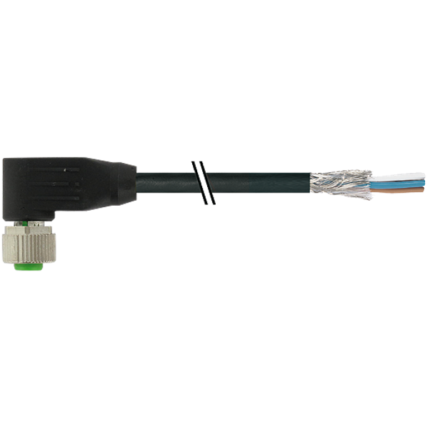 M12 fem. 90° A-cod. with cable PUR 12x0.14 shielded bk+drag-ch 20m image 1