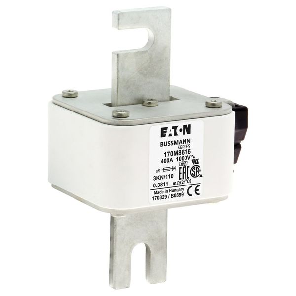 Fuse-link, high speed, 400 A, AC 1000 V, DIN 3, 74 x 92 x 138 mm, aR, DIN, IEC, single indicator image 20