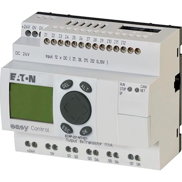 Compact PLC, 24 V DC, 12DI(of 4AI), 8DO(T), CAN, display image 2