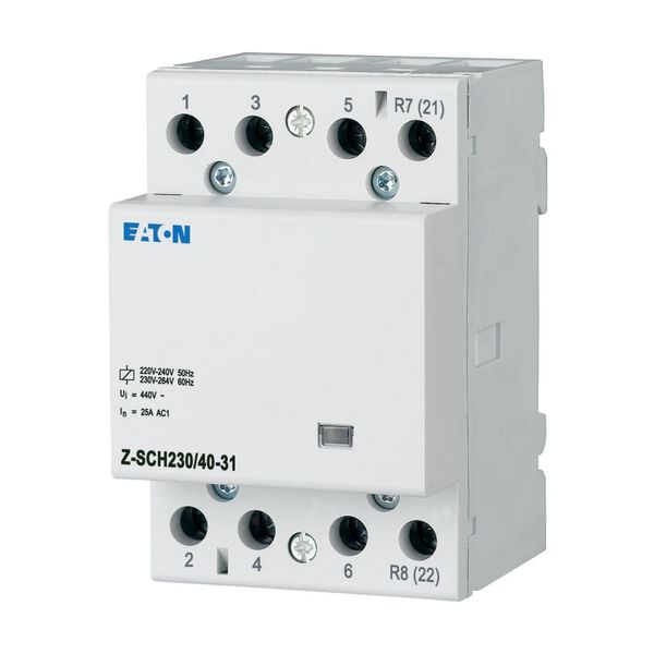Installation contactor, 230VAC/50Hz, 3N/O+1N/C, 40A, 3HP image 2