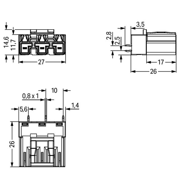 Plug for PCBs straight 3-pole pink image 3