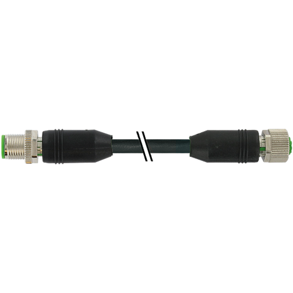 M12 male 0°/M12 fem. 0° A-cod. PUR 12x0.14 shielded bk+drag-ch 2m image 1