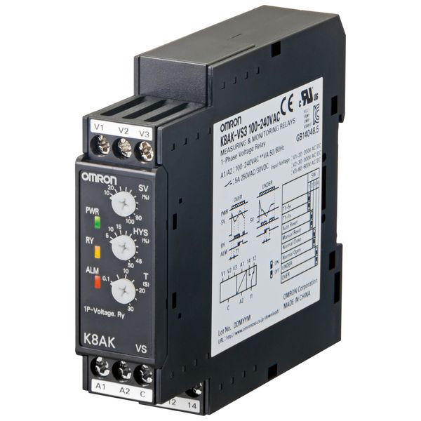 Monitoring relay 22.5mm wide, Single phase over or under voltage 1 to image 4
