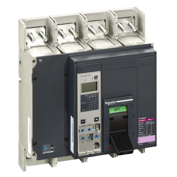 circuit breaker ComPact NS1600H, 70 kA at 415 VAC, Micrologic 5.0 A trip unit, 1600 A, fixed,4 poles 4d image 4