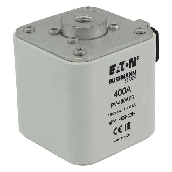 Fuse-link, high speed, 400 A, DC 1000 V, size 3, 76 x 92 x 91 mm, gPV, IEC, UL, single indicator image 23