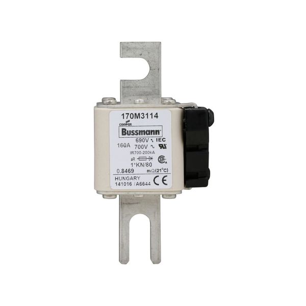 Fuse-link, high speed, 160 A, AC 690 V, compact DIN 1, 45 x 59 x 104 mm, aR, DIN, IEC, single indicator image 11