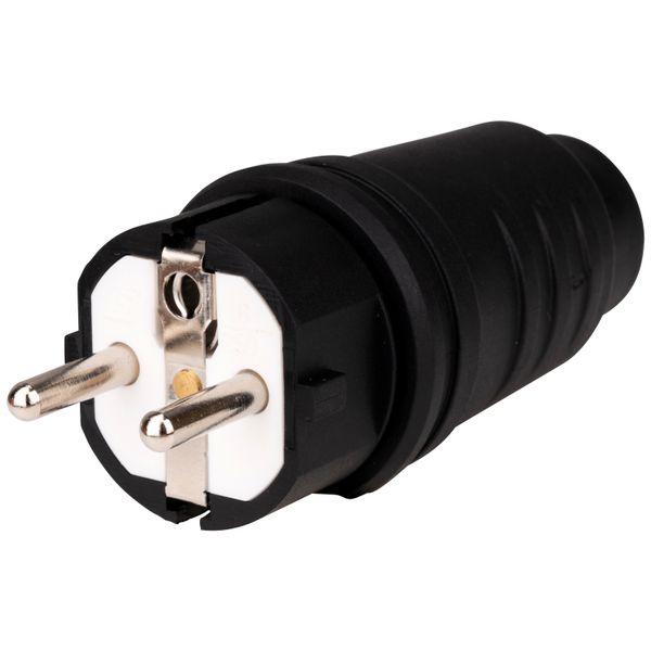 Schuko-Plug, impact resistant,16A, 250V, IP44, black, type F image 2
