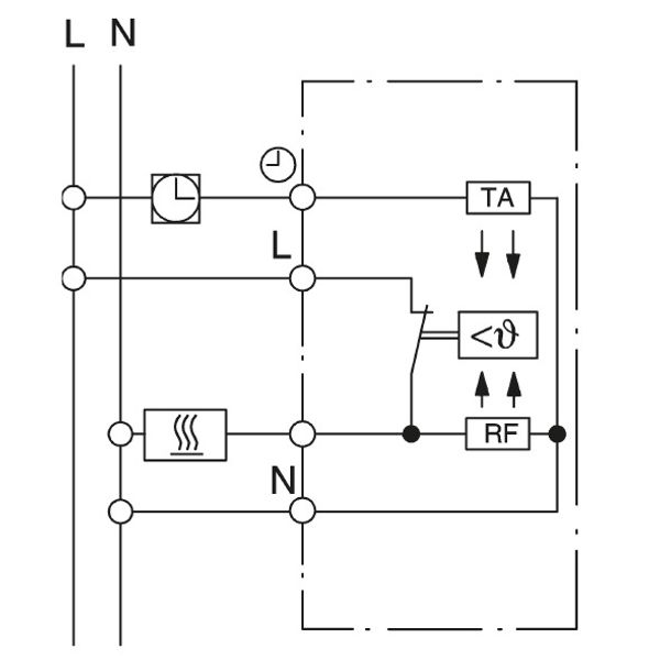 UP room controller, anthracite 55x55, 5-30C, AC 230V, 1NC, 10 A, temperature reduction approx.4K image 3