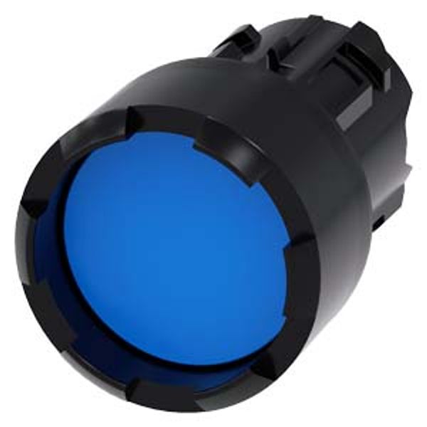 Pushbutton, 22 mm, round, plastic, blue, Front ring, raised, castellated...3SU1000-0DB50-0AA0-Z Y19 image 1