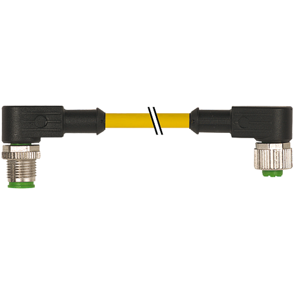 M12 male 90° / M12 female 90° A-cod. PUR 4x0.34 ye UL/CSA+drag ch. 6m image 1