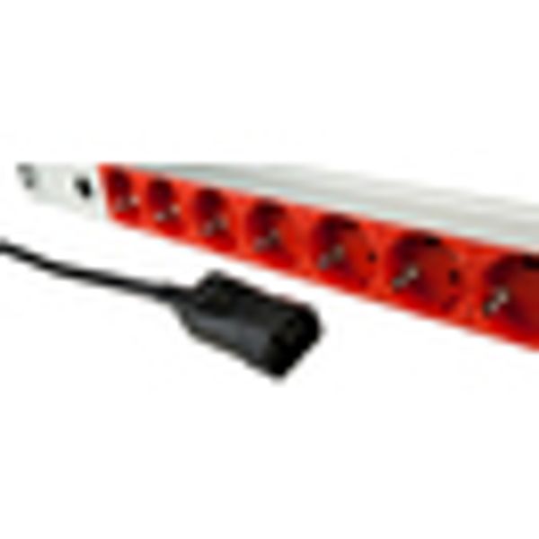 19" PDU for UPS, 8xSchuko Red, 2m-cable with C14 image 4