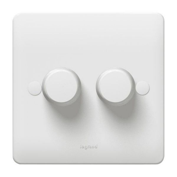 Synergy 2 Gang 2 Way 400W Push On/Off Rotary Dimmer White image 1