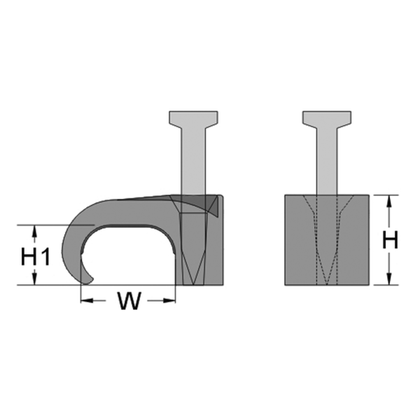 Nail clips for round cables 5 x 8 gray image 1