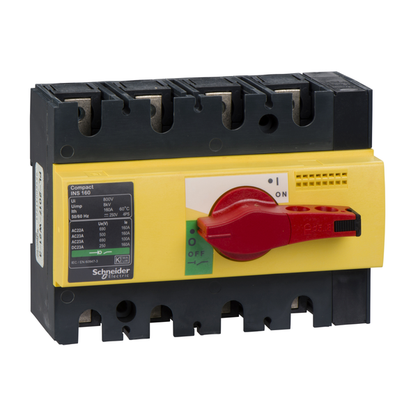 switch disconnector, Compact INS160 , 160 A, with red rotary handle and yellow front, 4 poles image 4