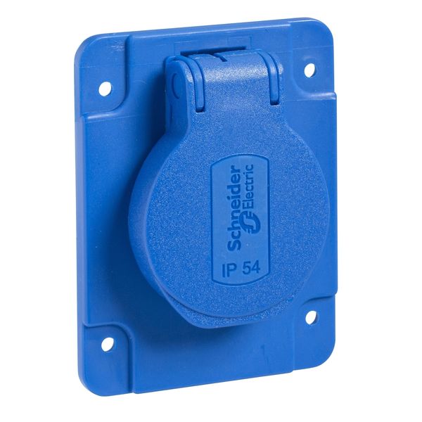 PratiKa socket - blue - 2P + E - 10/16 A - 250 V - German - IP54 - flush - side image 3