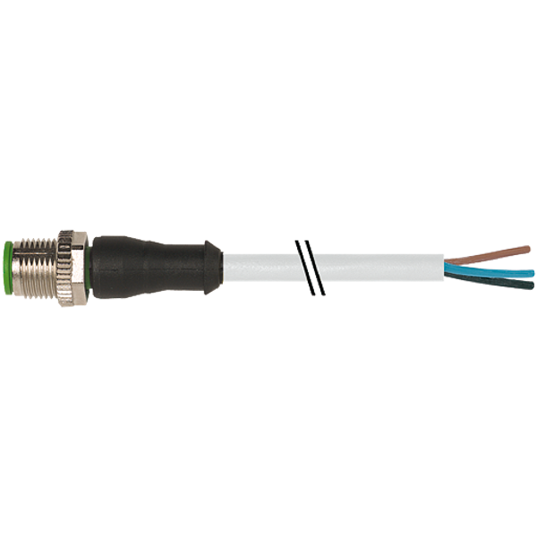 M12 male 0° A-cod. with cable PUR 4x0.34 gy UL/CSA+robot+drag ch. 5m image 1