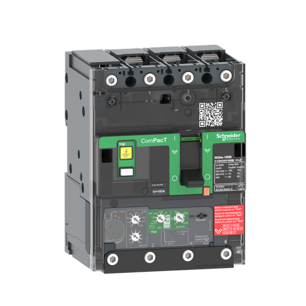 Circuit breaker, ComPacT NSXm 100B, 25kA/415VAC, 3 poles, MicroLogic 4.1 trip unit 25A, lugs/busbars image 4