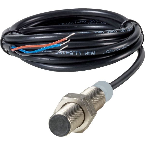 Proximity switch, E57G General Purpose Serie, 1 N/O, 3-wire, 10 - 30 V DC, M12 x 1 mm, Sn= 2 mm, Flush, NPN, Stainless steel, 2 m connection cable image 1