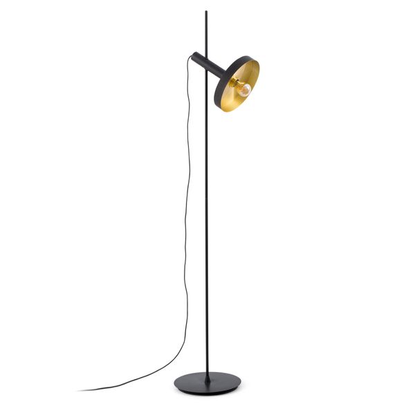 WHIZZ FLOOR LAMP BLACK/GOLD LAMPSHADE 1xE27 image 1