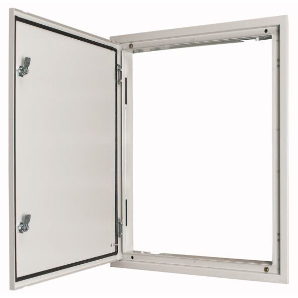 3-component flush-mounted door frame with door, double-bit lock, IP54, HxW=2060x1200mm, white image 1
