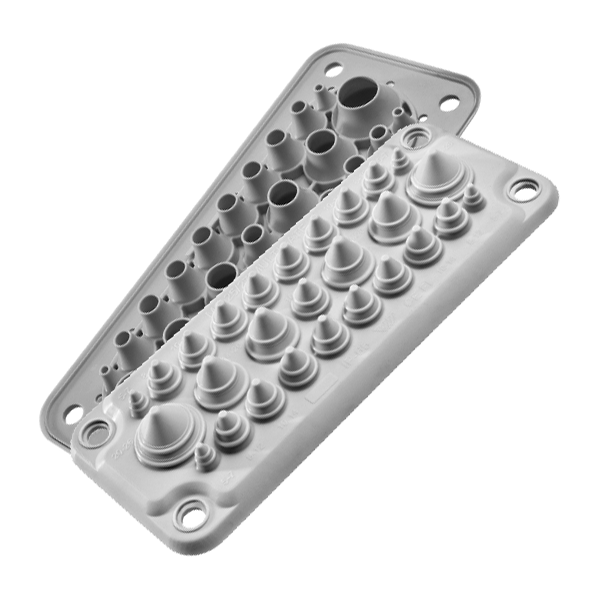 MC25/27 IP67 RAL 7035 grey cable entry plate (with pins) image 1