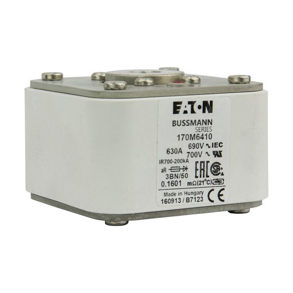 Fuse-link, high speed, 630 A, AC 690 V, size 3, aR, IEC, UL, single indicator image 12