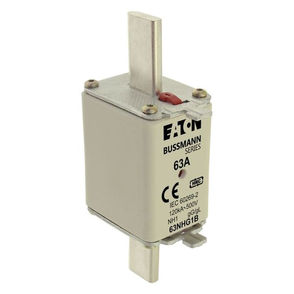 Fuse-link, low voltage, 63 A, AC 500 V, NH1, gL/gG, IEC, dual indicator image 15
