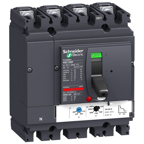 circuit breaker ComPact NSX250F, 36 kA at 415 VAC, TMD trip unit 200 A, 4 poles 4d image 4