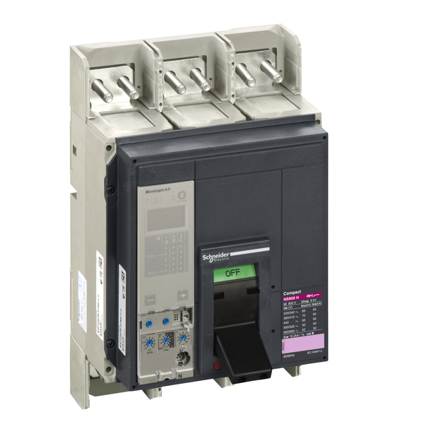 circuit breaker ComPact NS800H, 70 kA at 415 VAC, Micrologic 5.0 trip unit, 800 A, fixed,3 poles 3d image 4