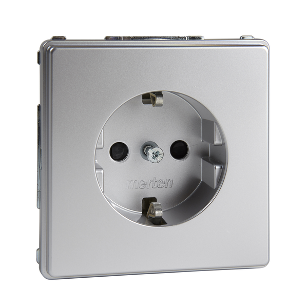 SCHUKO socket-outlet, shutter, screwless terminals, aluminium, Aquadesign image 4