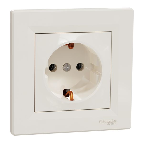 Asfora - single socket outlet with side earth - 16A cream image 3