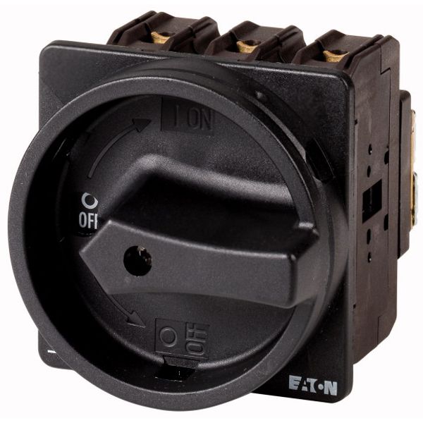 Main switch, P3, 63 A, flush mounting, 3 pole, 1 N/O, 1 N/C, STOP function, With black rotary handle and locking ring, Lockable in the 0 (Off) positio image 1