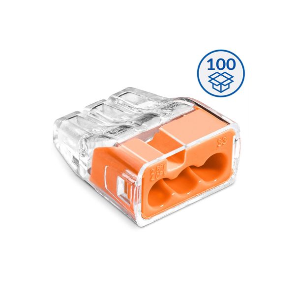 Push-in wire connector SCP3 transparent / orange (box 100 pcs) image 2